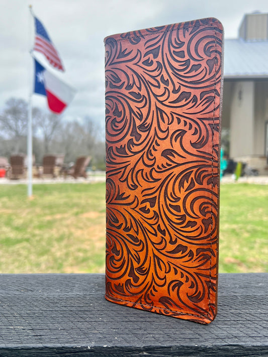 Handcrafted Tally Book Cover - Paisley Pattern Engrave