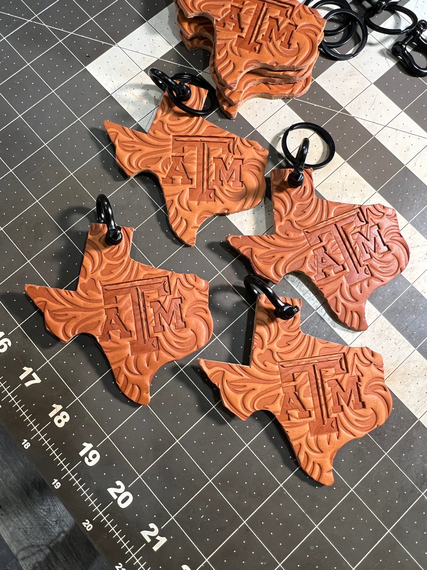 Handcrafted Leather Texas A&M Keychain