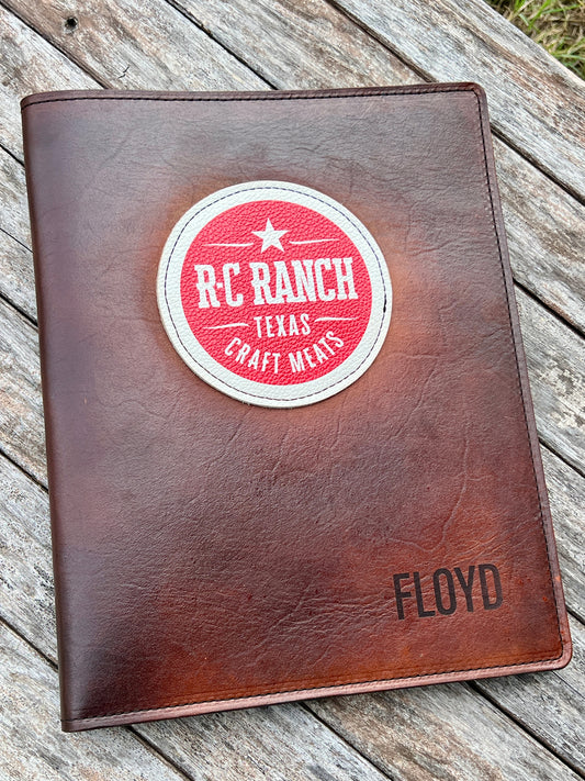 Full-grain leather legal pad folio 13 by 10 inches with multiple pockets fits legal pad customizable with engraved or UV-printed logo