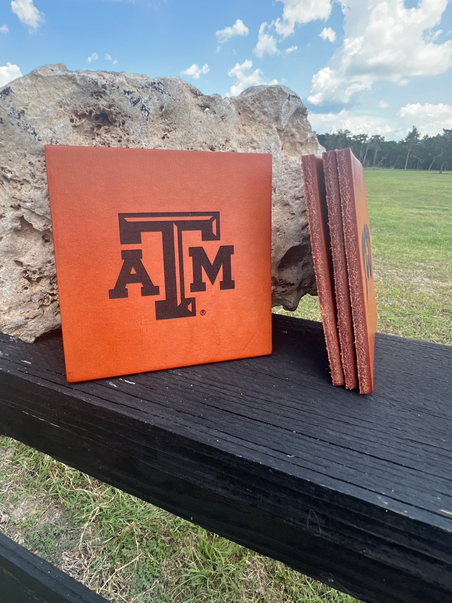 Bridle Leather Coasters - 4.5" - University Collection