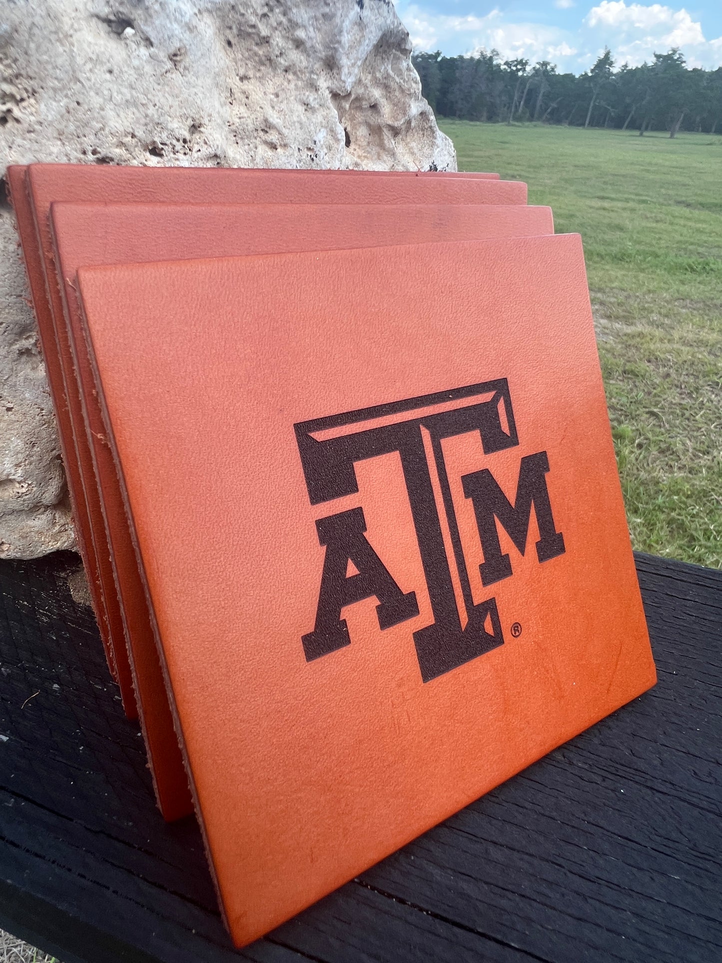 Bridle Leather Coasters - 4.5" - University Collection