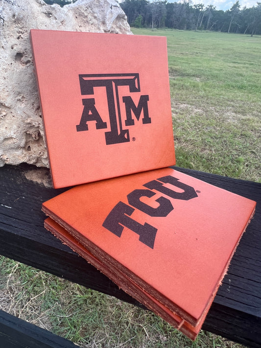 Bridle Leather Coasters - 4.5" - University Collection