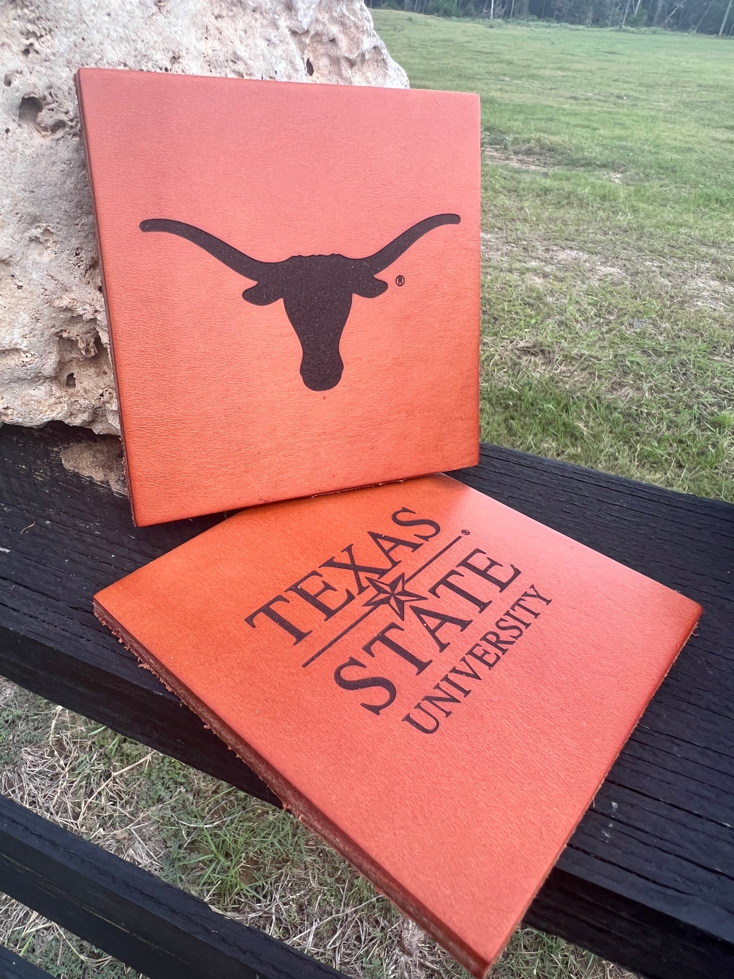 Bridle Leather Coasters - 4.5" - University Collection