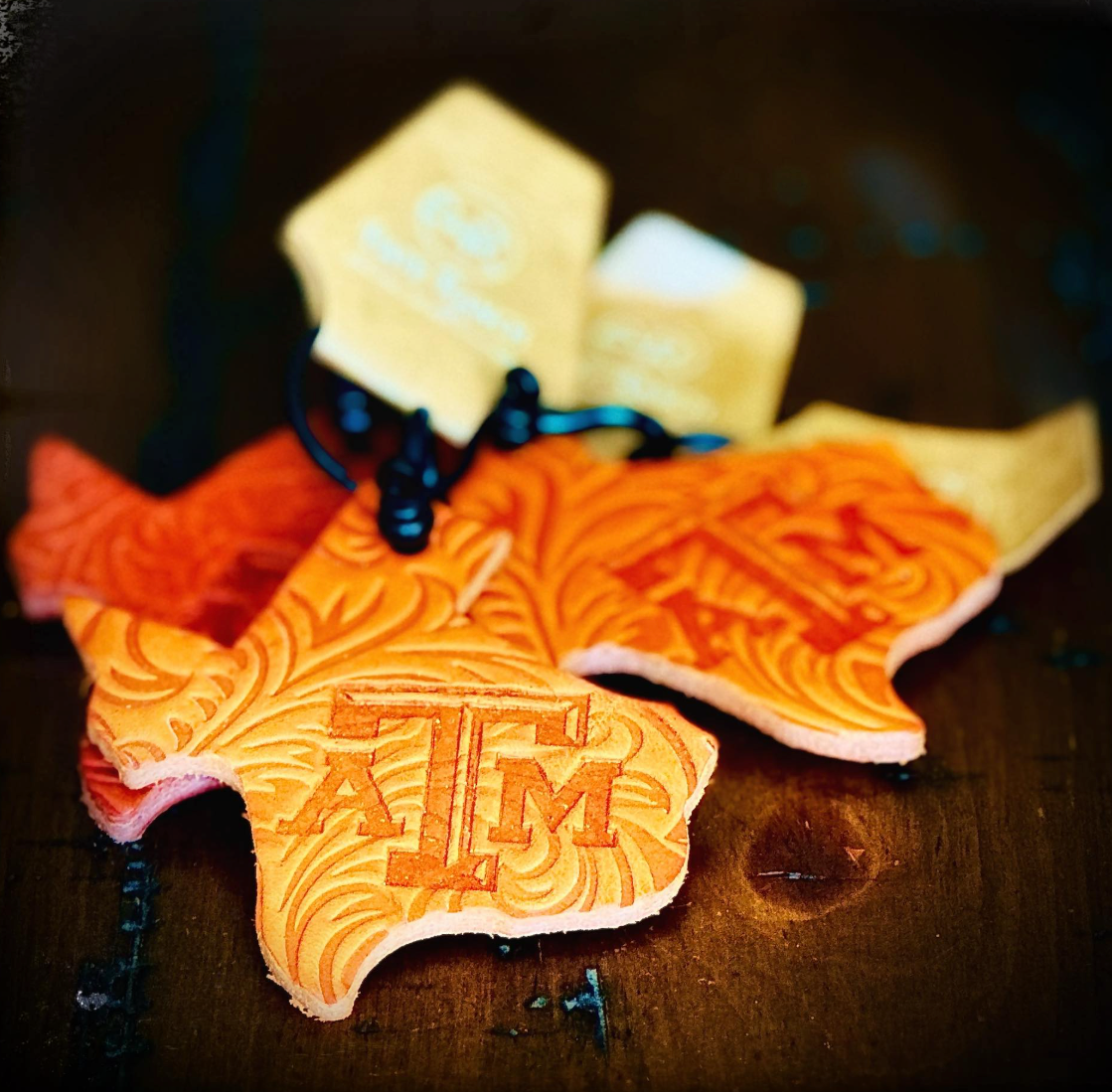 Handcrafted Leather Texas A&M Keychain