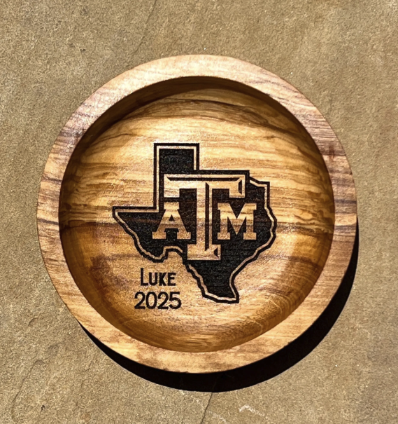 Personalized Olive Wood Ring Dish