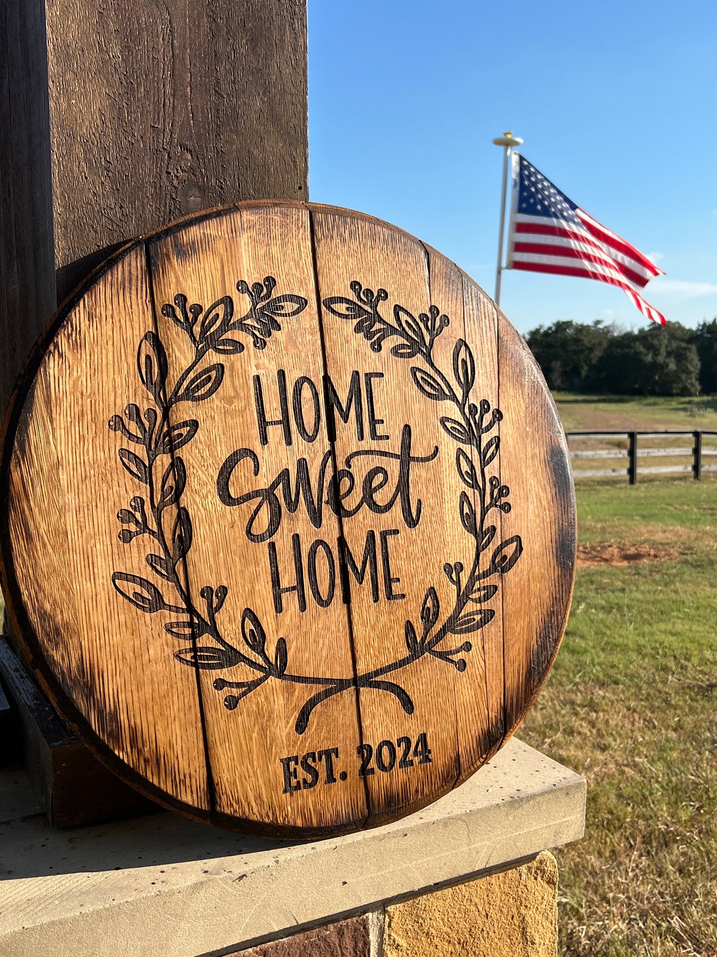 Engraved Authentic Whiskey Barrel Lid - PateRanchCreations