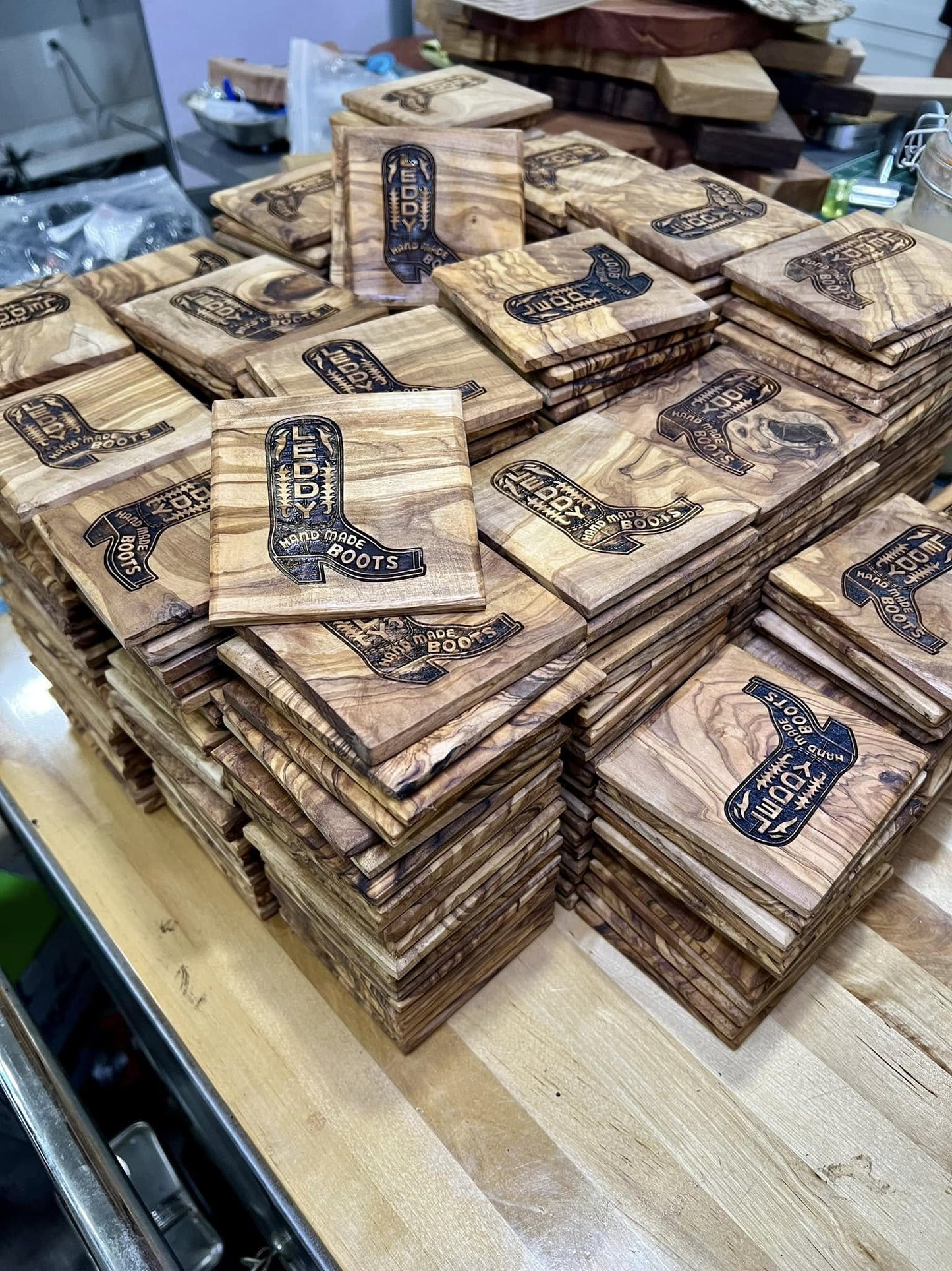 Engraved Olive Wood Coasters (4) - PateRanchCreations