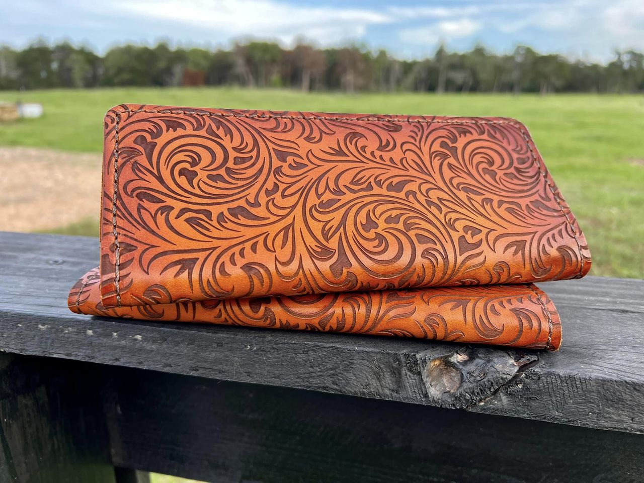 Handcrafted Tally Book Cover - Paisley Pattern Engrave - PateRanchCreations