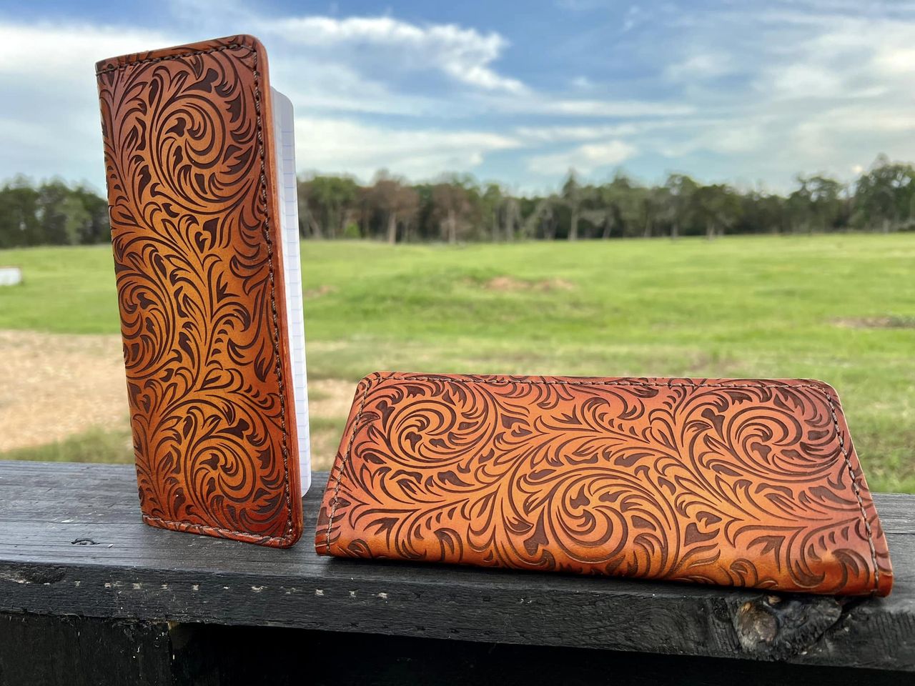 Handcrafted Tally Book Cover - Paisley Pattern Engrave - PateRanchCreations