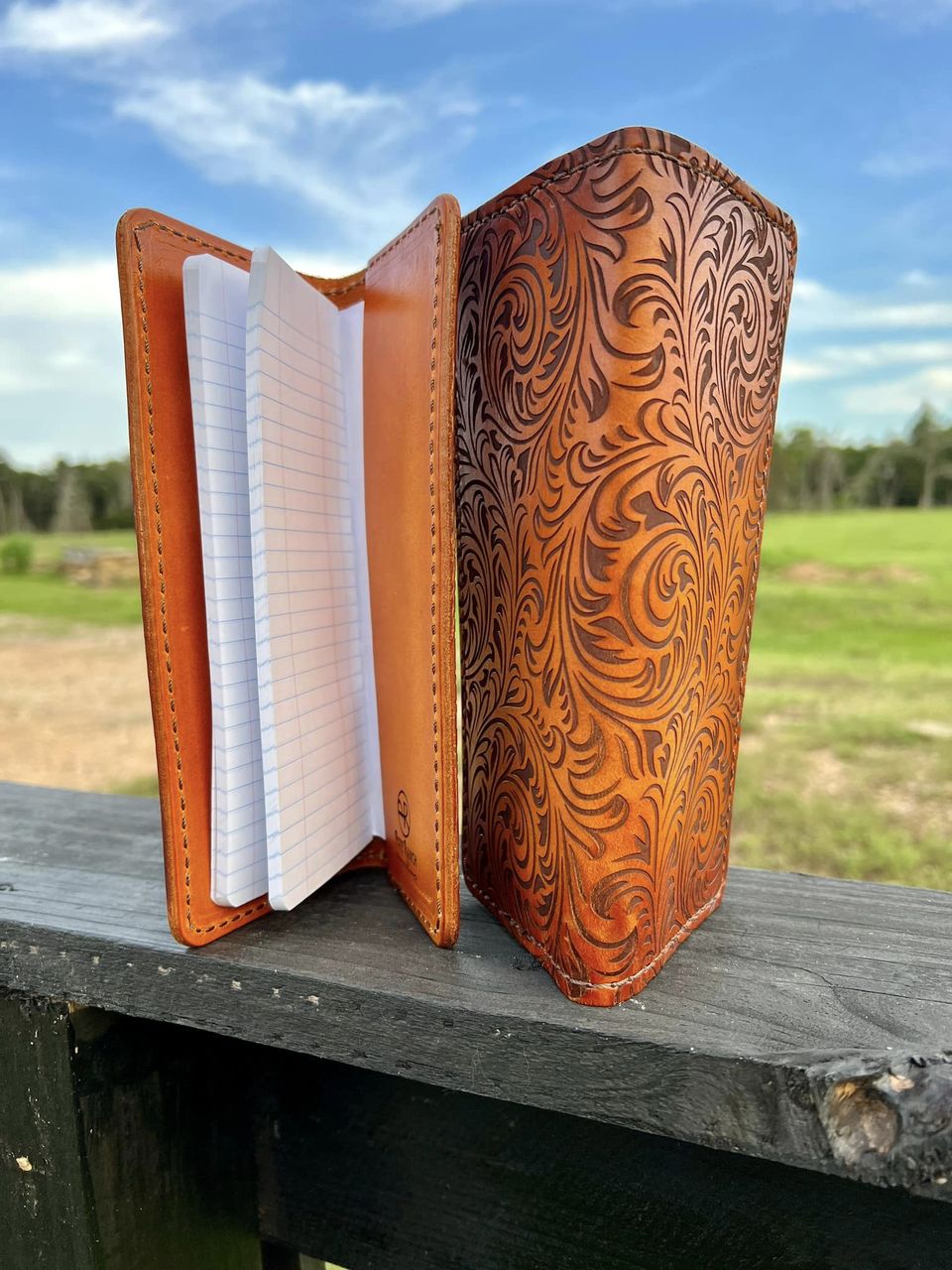 Handcrafted Tally Book Cover - Paisley Pattern Engrave - PateRanchCreations