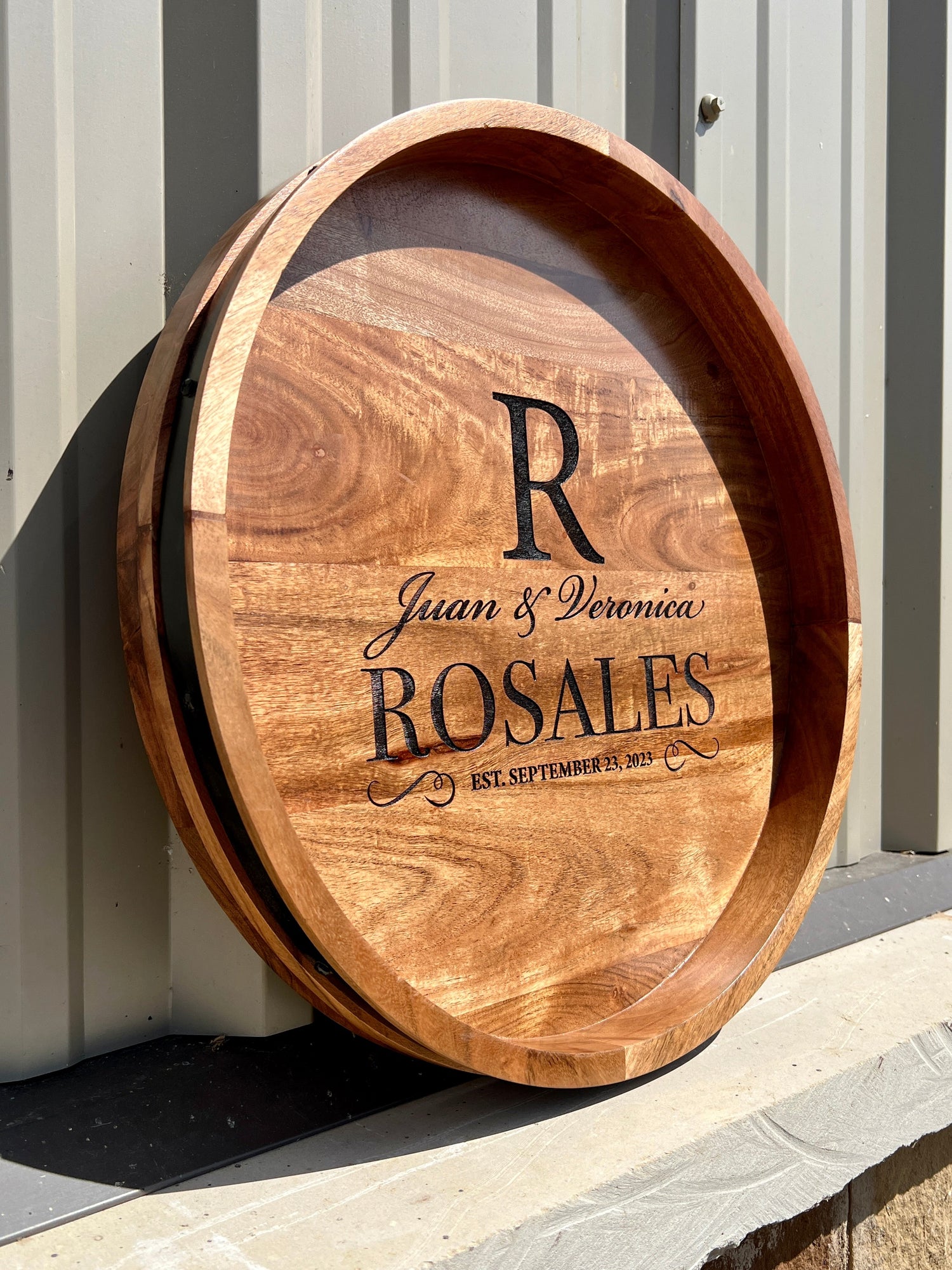 Custom wooden lazy susan perfect for weddings