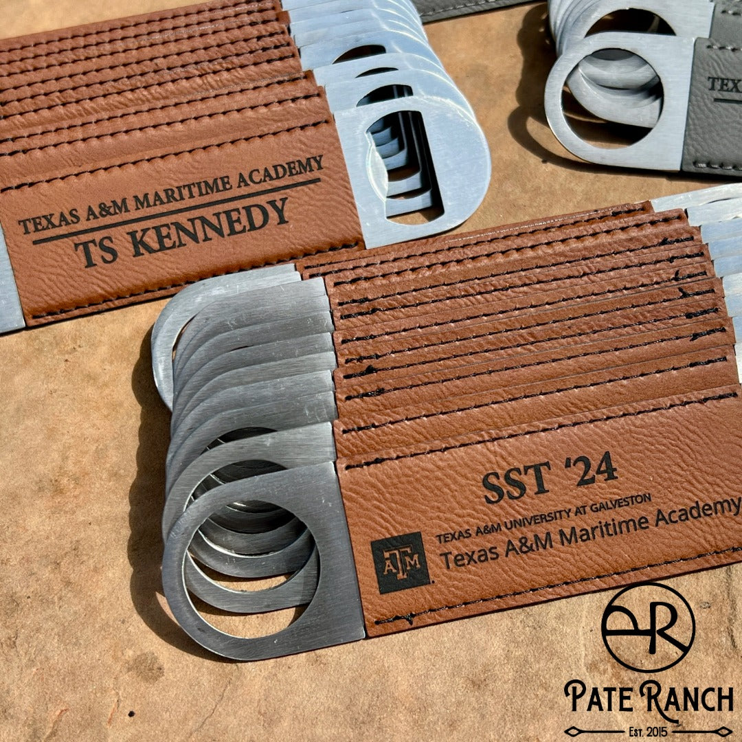 Custom Leather-Wrapped Bottle Openers