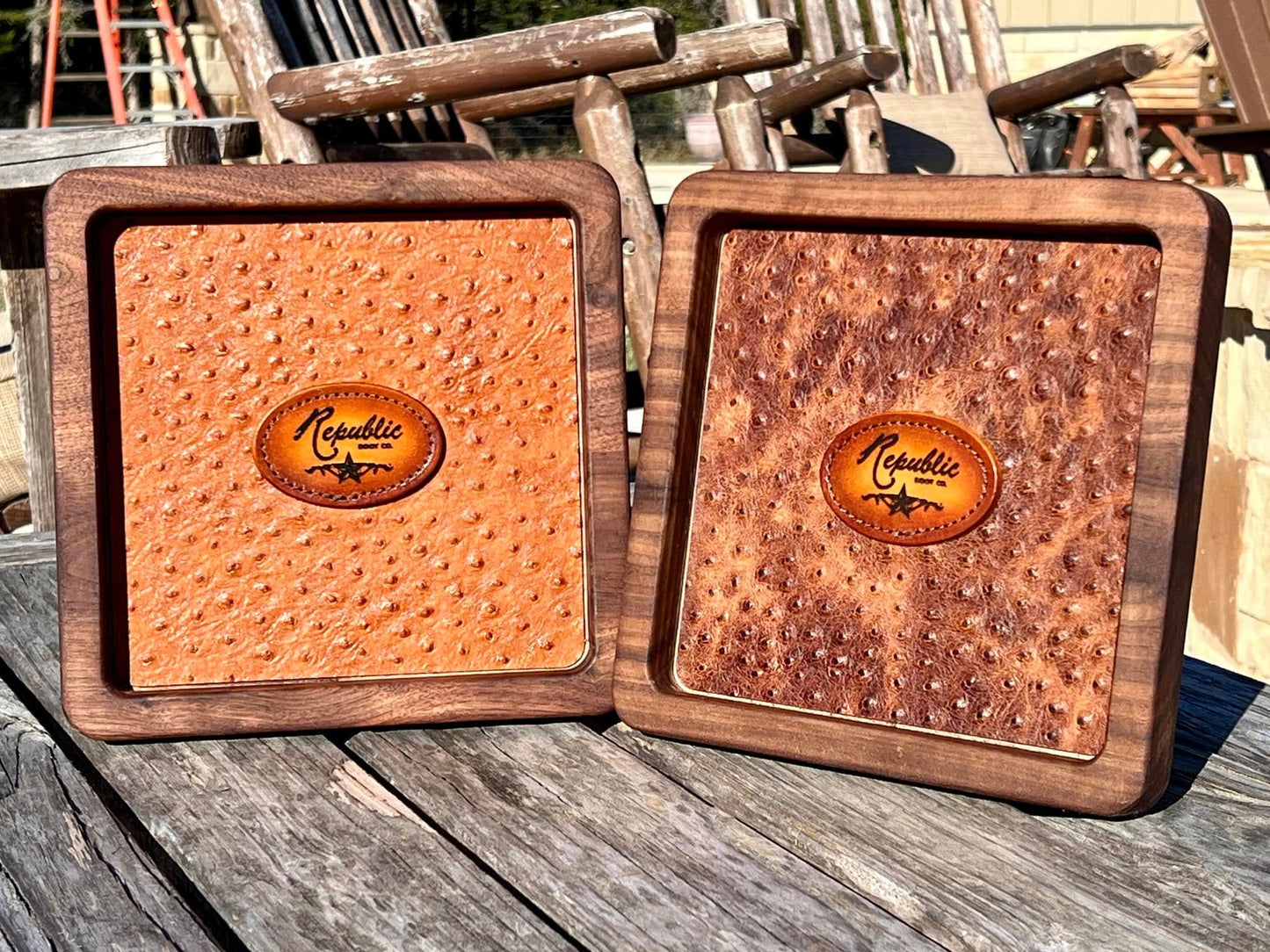 Black Walnut and Leather Valet Tray