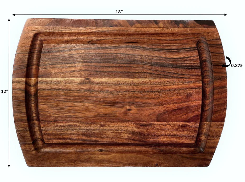 Large Organic Hardwood Acacia Cutting Board w/ Juice groove - 18"