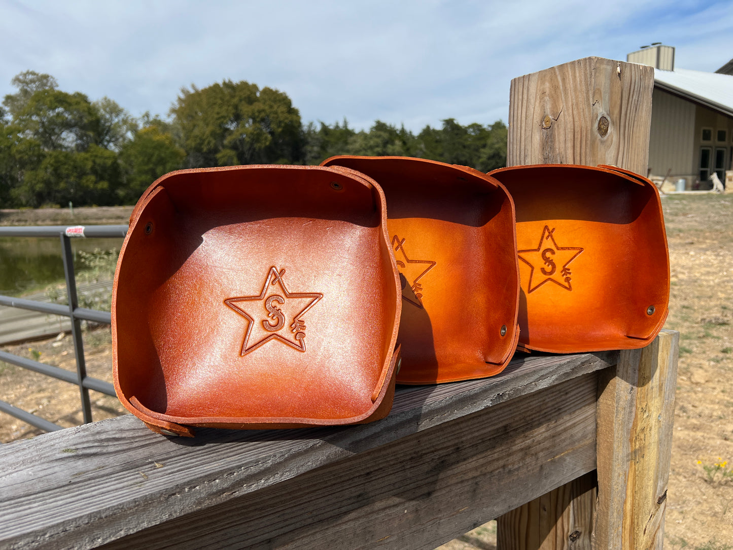 Texas Size Leather Catch All / Valet Tray