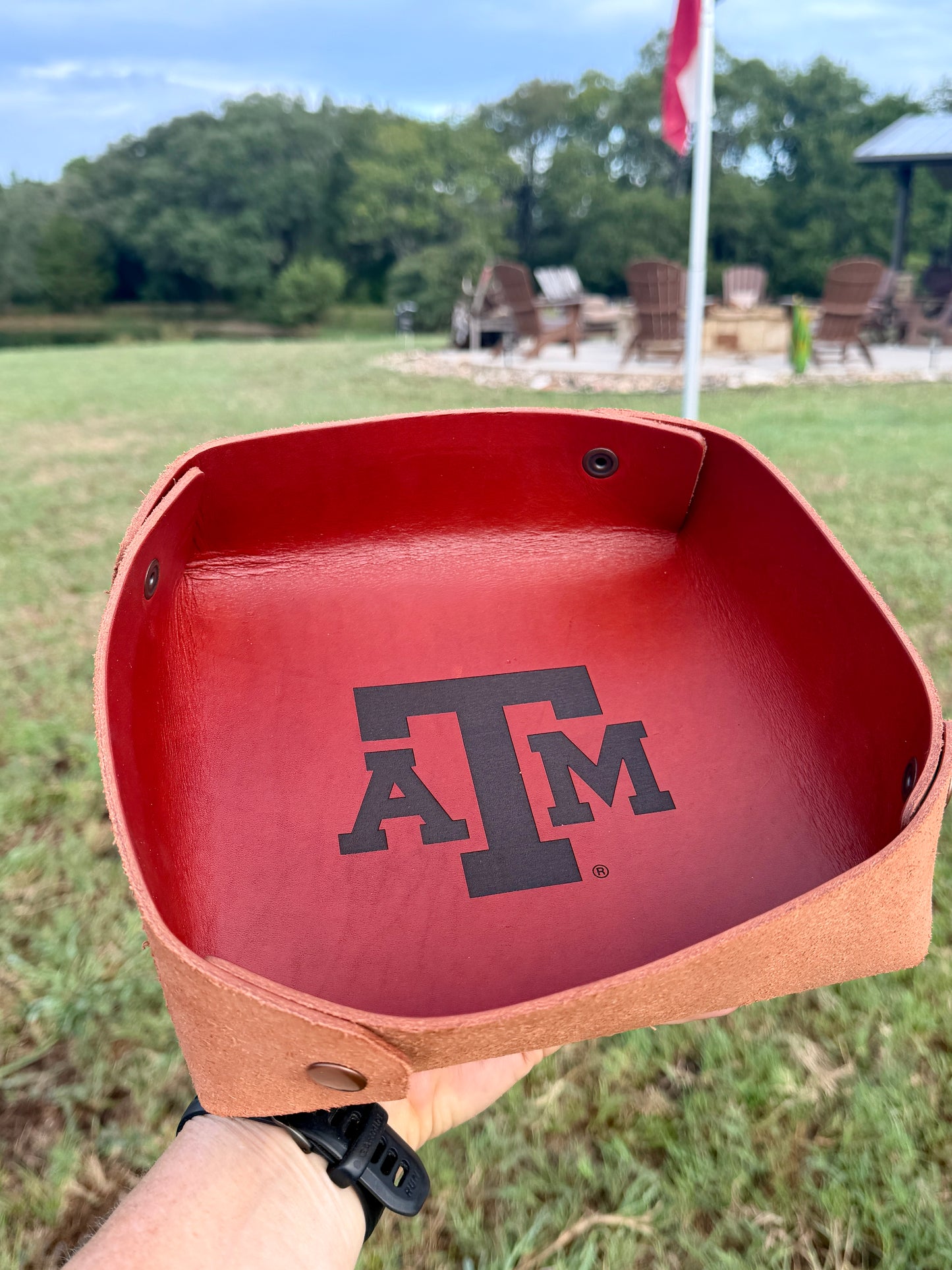 Texas Size Leather Catch All / Texas A&M branded