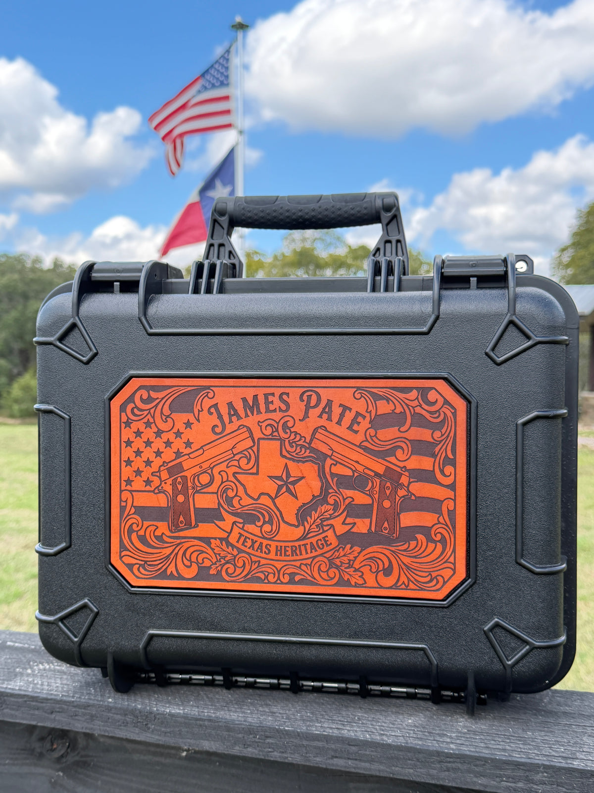 Personalized Leather Gun Case | Premium Texas-Made 4-Pistol Hard Case