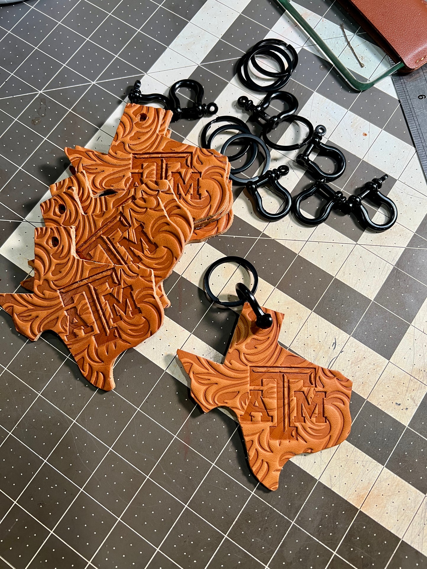 Handcrafted Leather Texas A&M Keychain