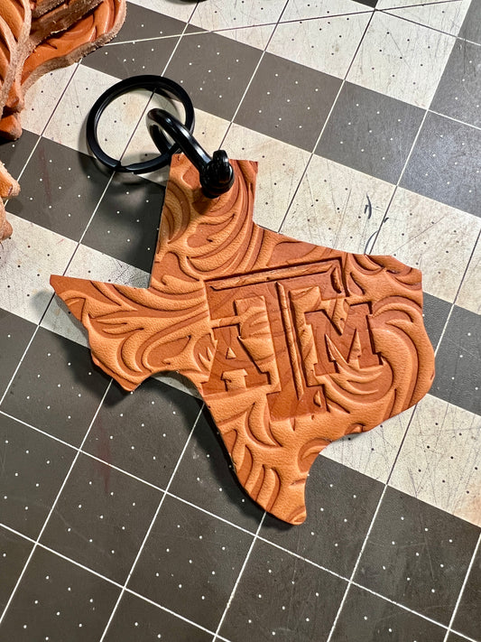 Handcrafted Leather Texas A&M Keychain
