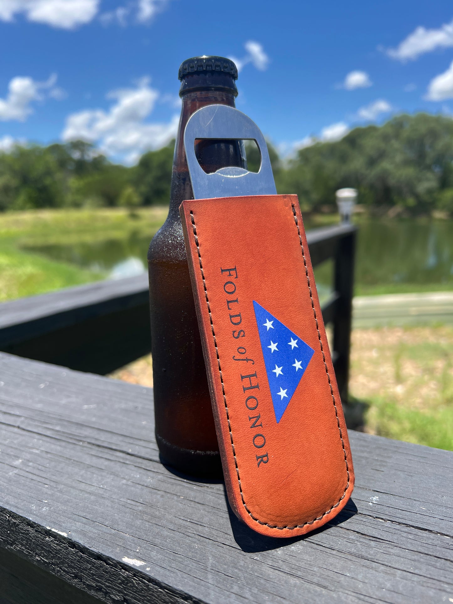 Leather-Handled Stainless Steel Bottle Opener