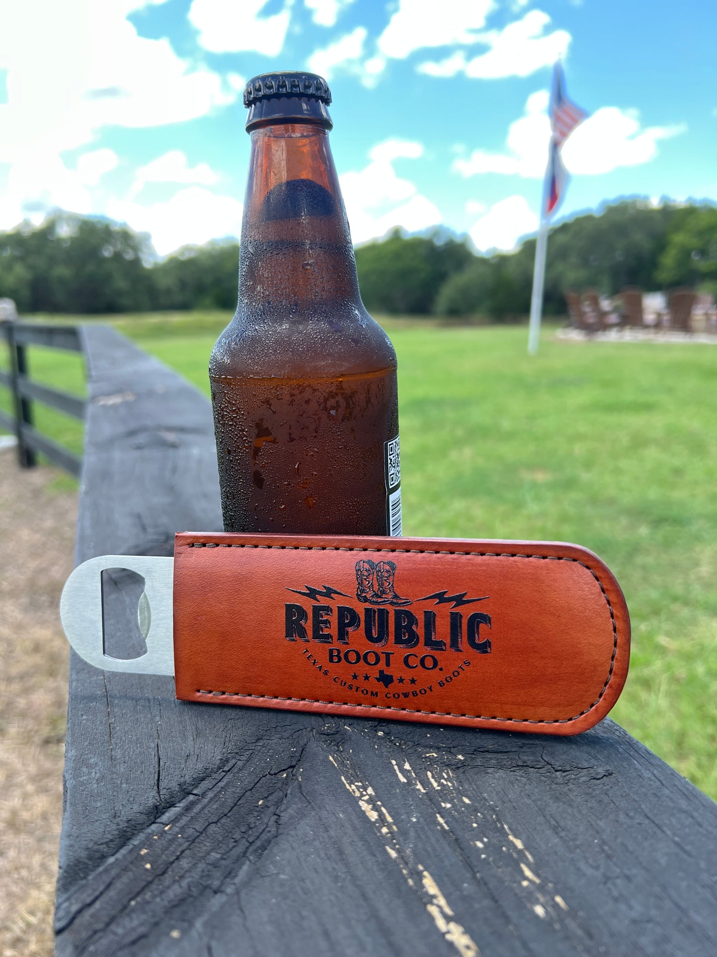 Leather-Handled Stainless Steel Bottle Opener
