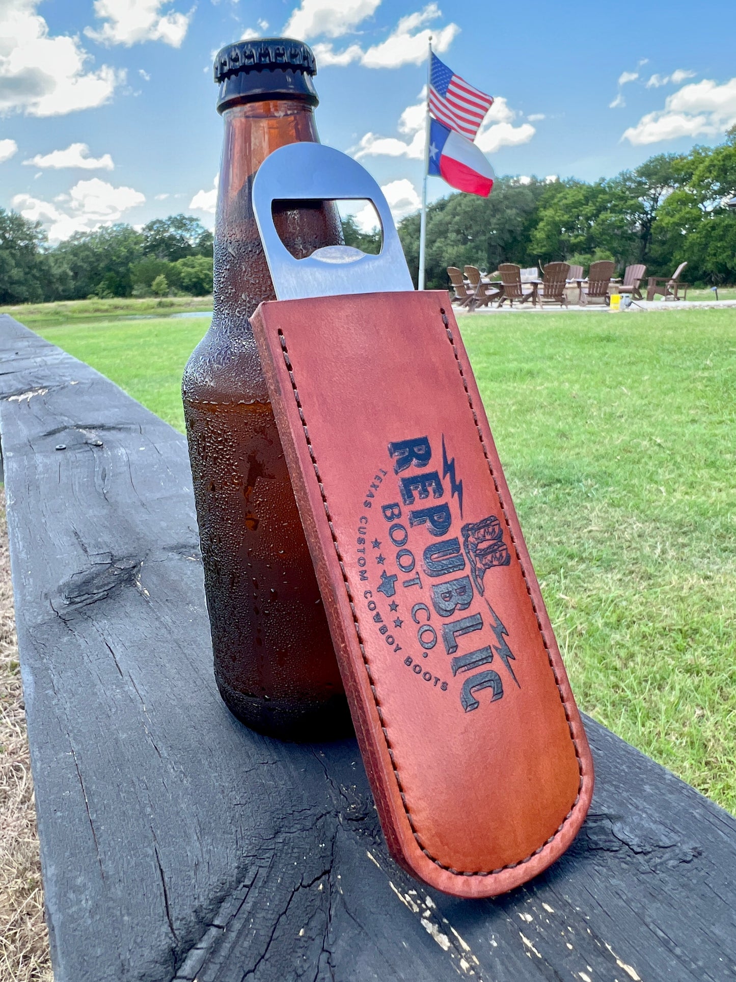 Leather-Handled Stainless Steel Bottle Opener