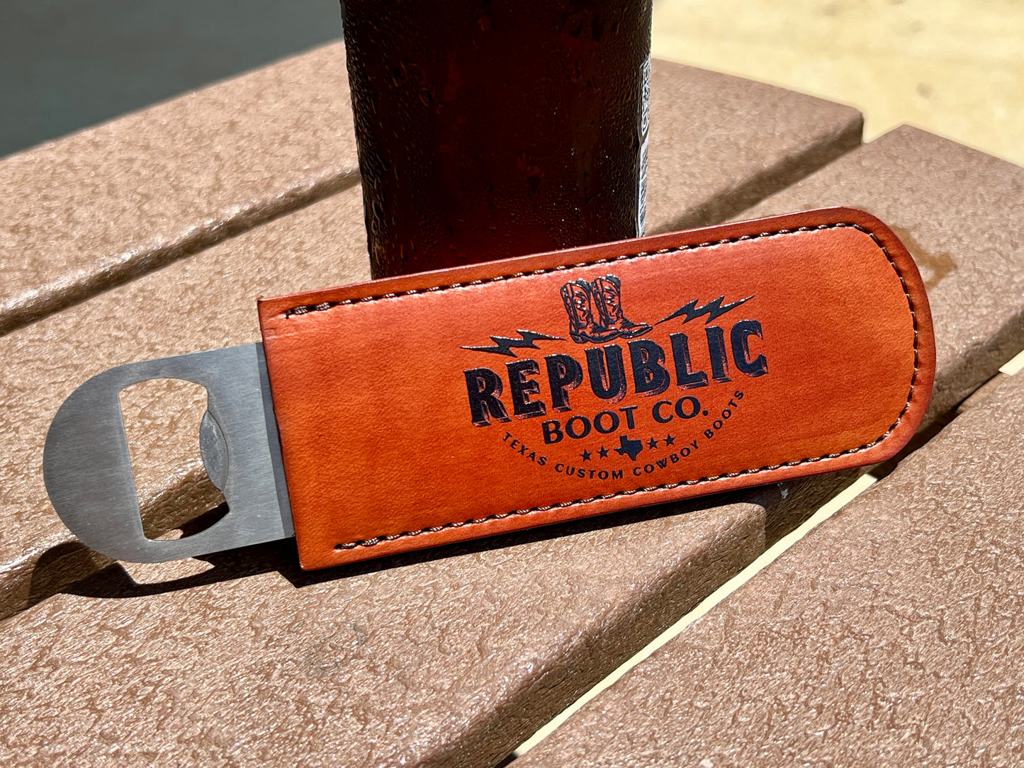 Leather-Handled Stainless Steel Bottle Opener