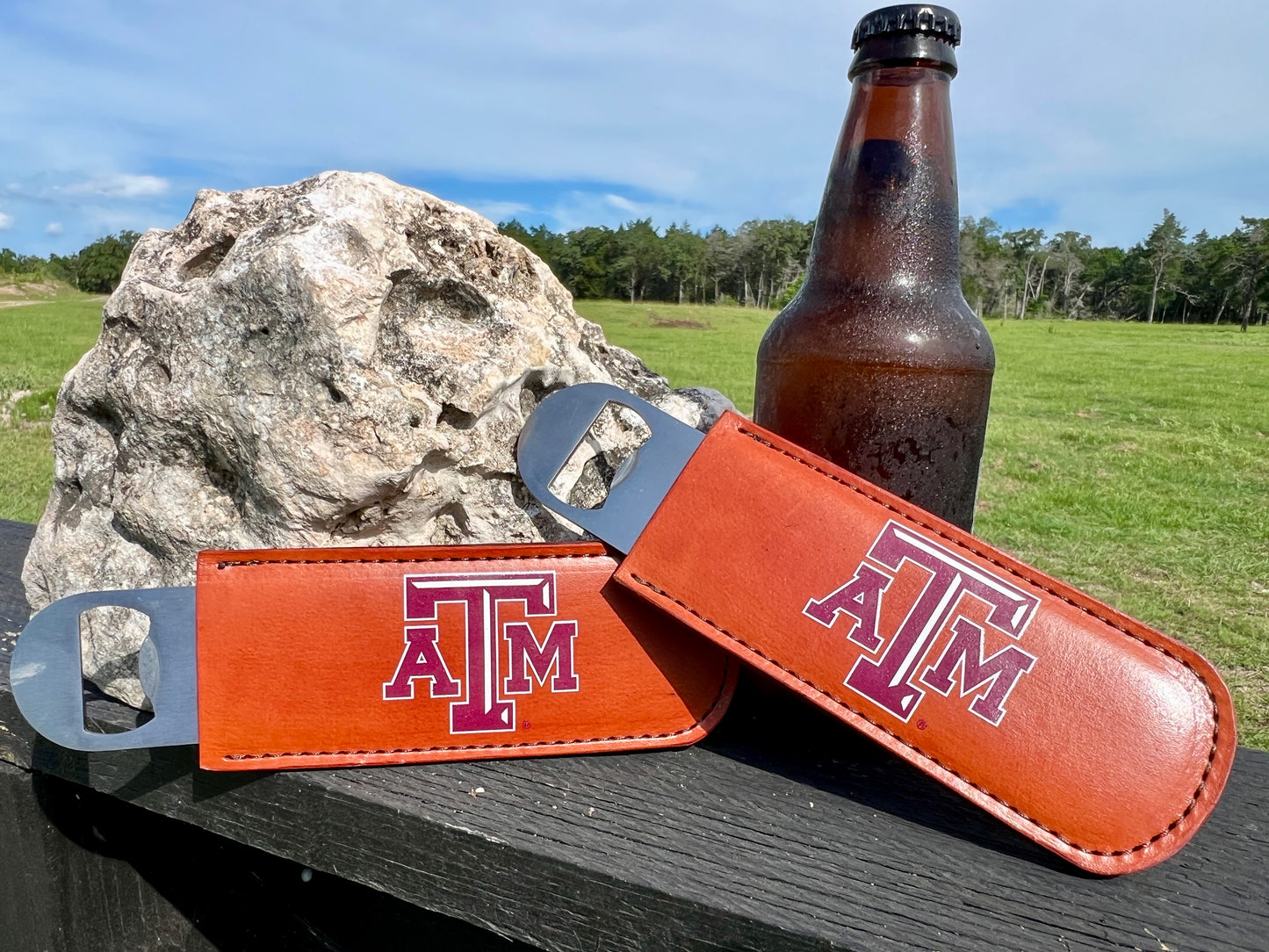 Leather-Handled Stainless Steel Bottle Opener