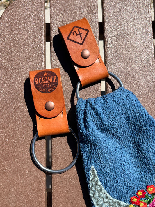 Bridle Leather Tea Towel Holder – 3" Ring