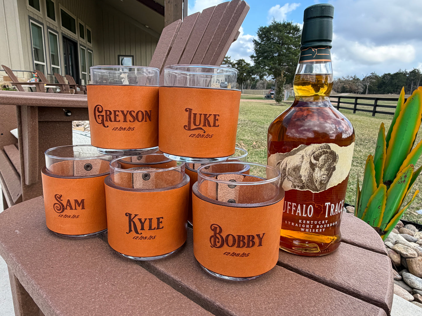 Leather Wrapped Bourbon Glasses