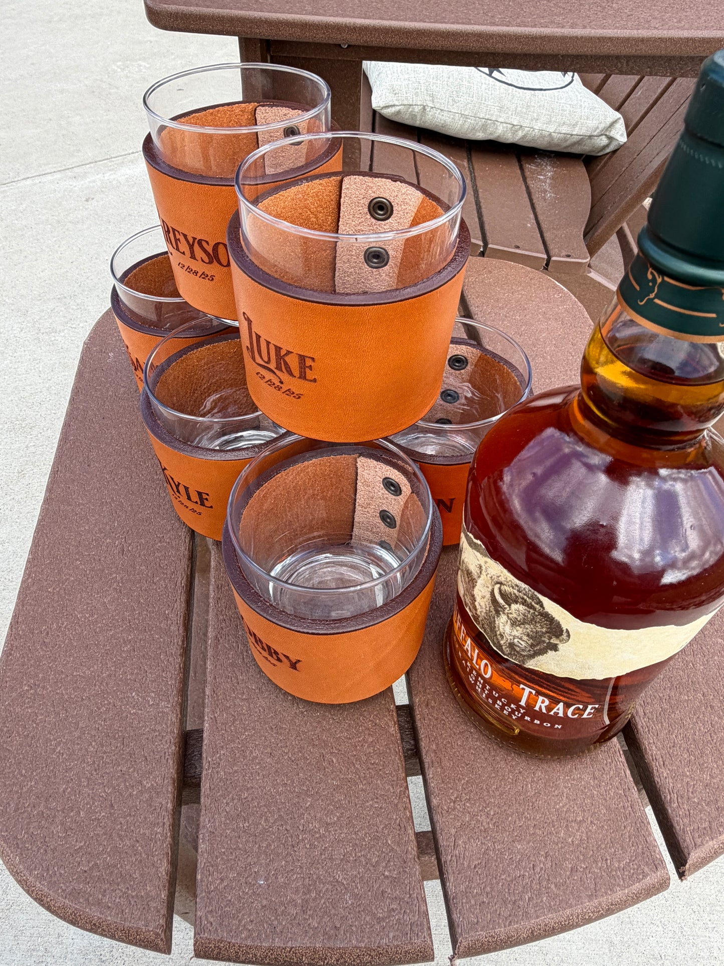 Leather Wrapped Bourbon Glasses