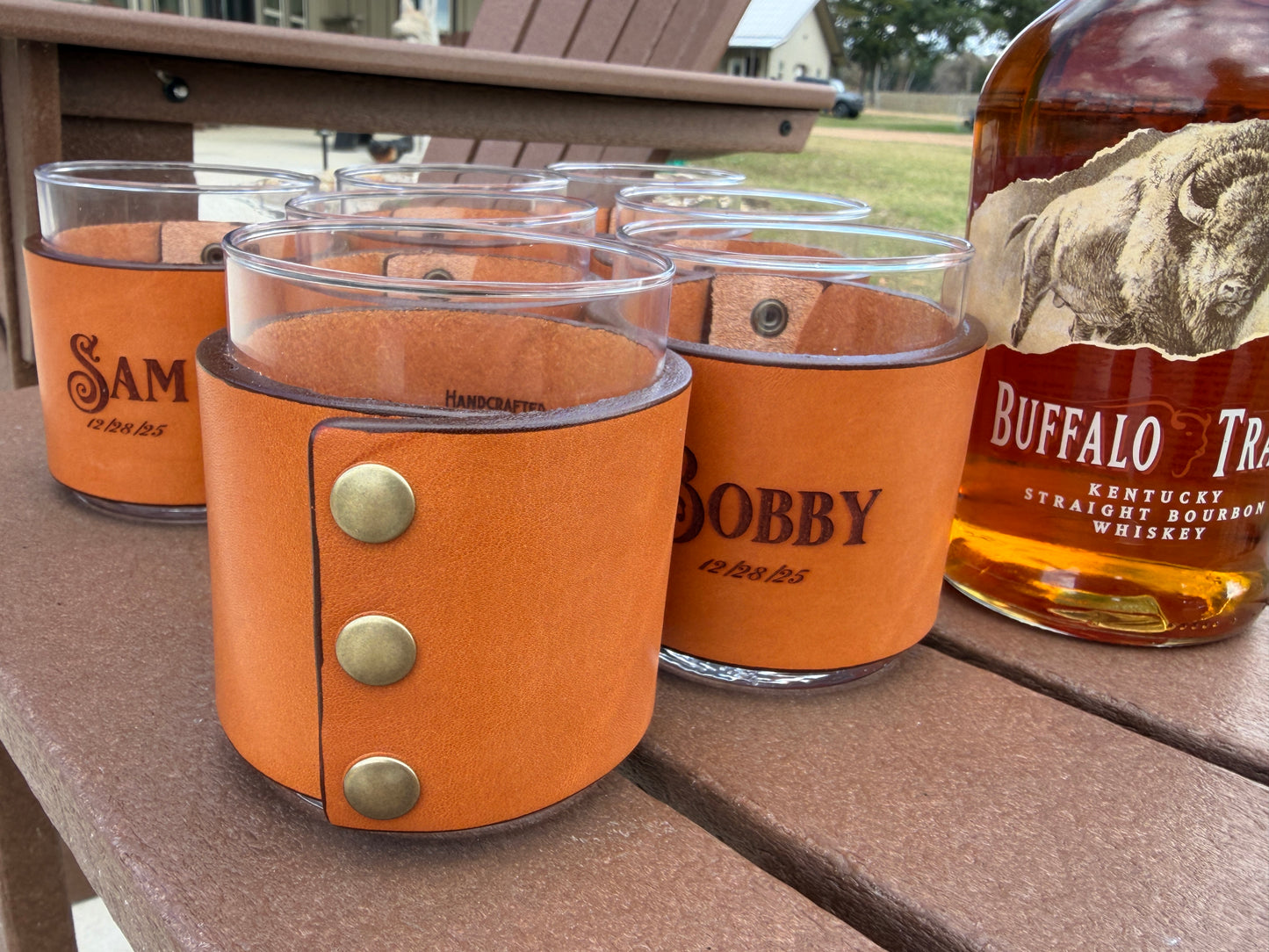 Leather Wrapped Bourbon Glasses