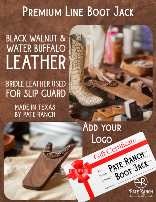 Pate Ranch Gift Certificate: Handcrafted Black Walnut Boot Jack