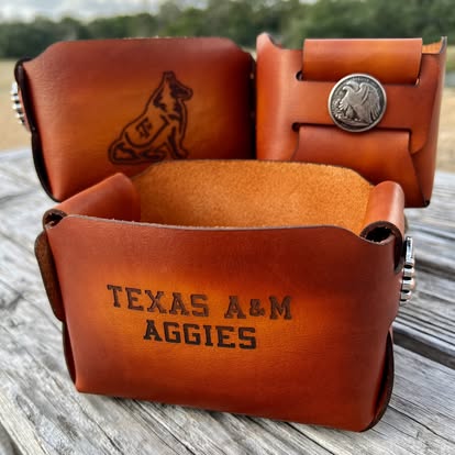 Leather Catch All - Leather Bucket - PateRanchCreations