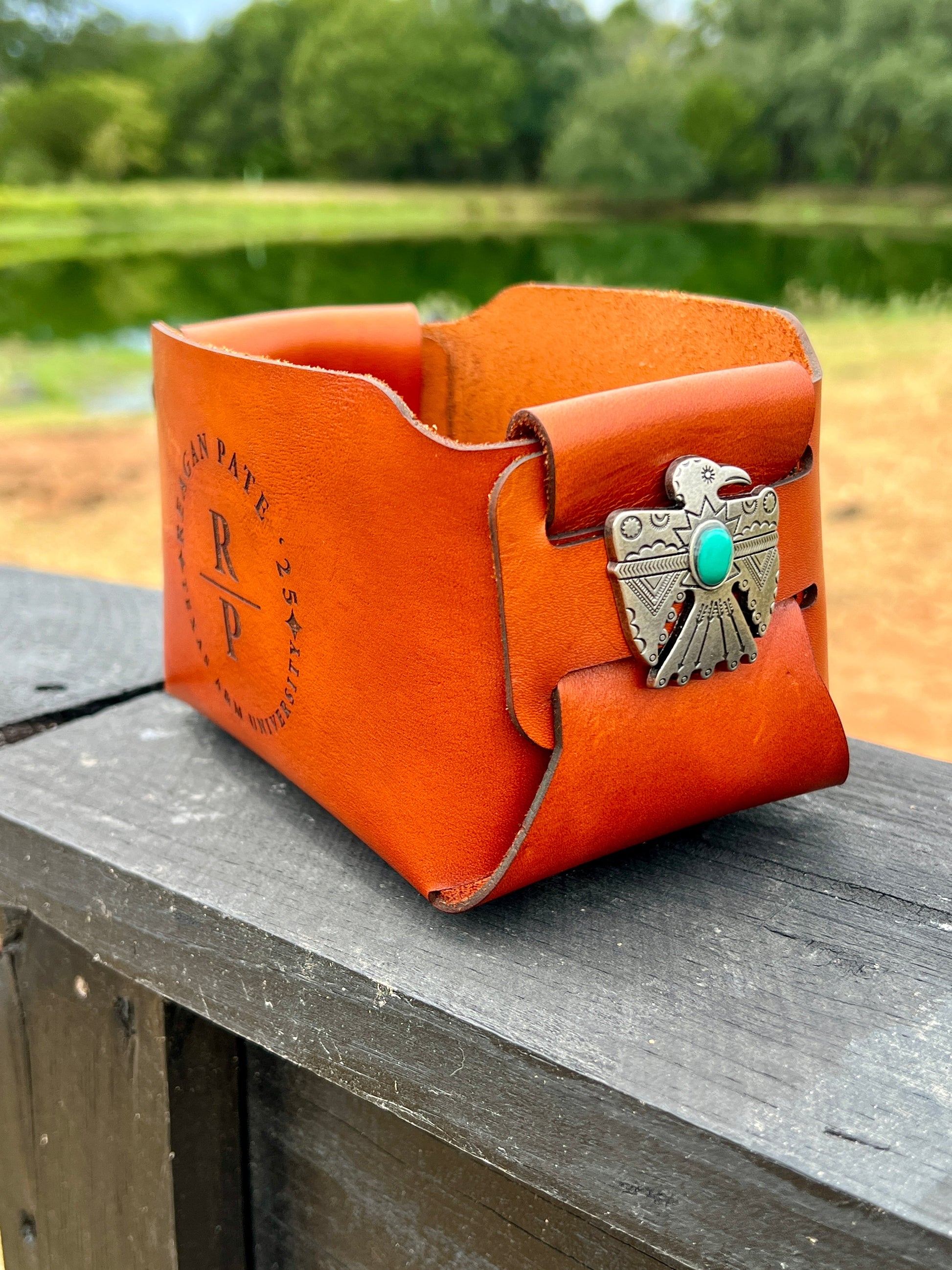 Leather Catch All - Leather Bucket - PateRanchCreations