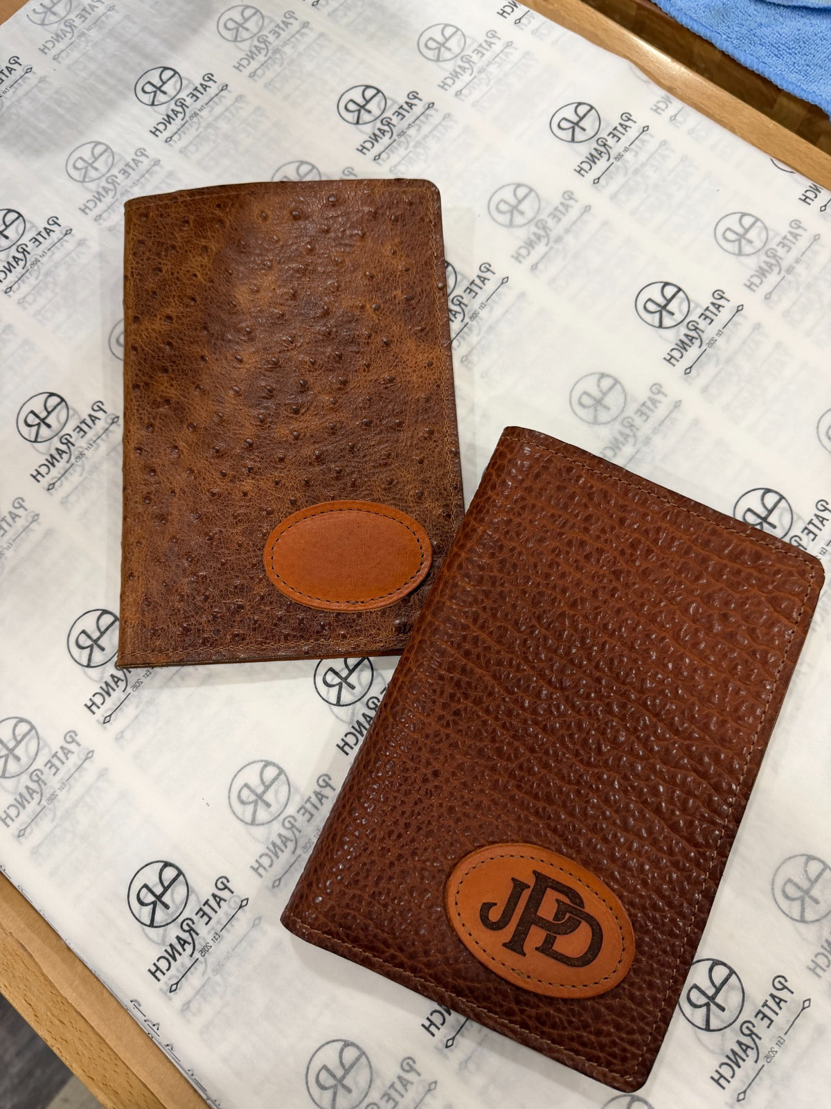 Handcrafted textured leather A5 padfolios made by Pate Ranch Creations