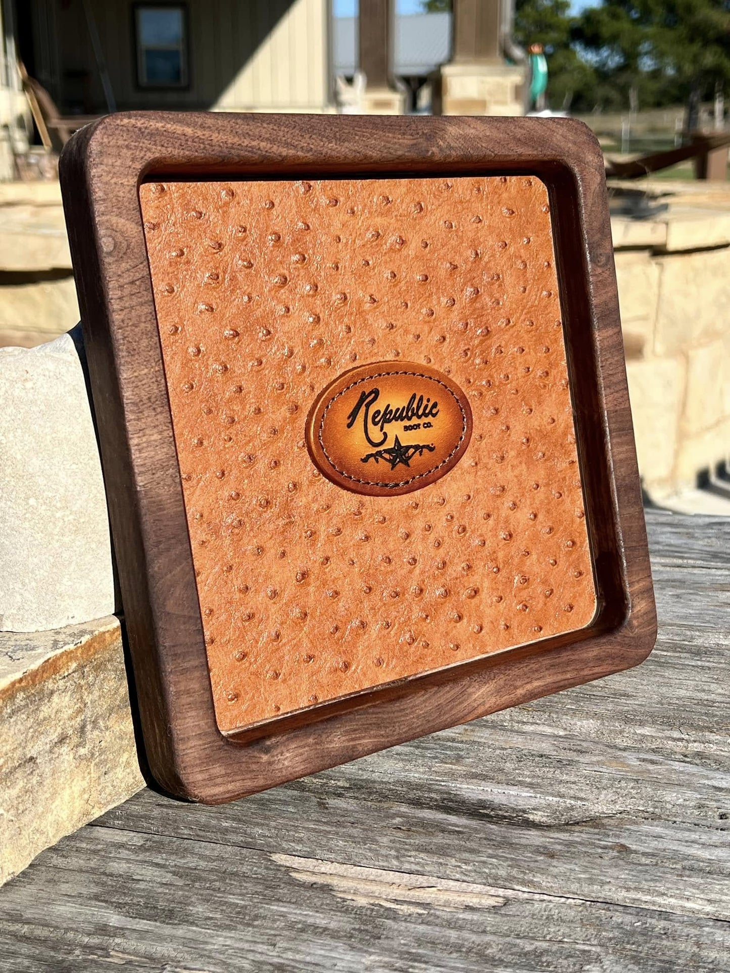 Valet Tray - Black Walnut & Leather - PateRanchCreations