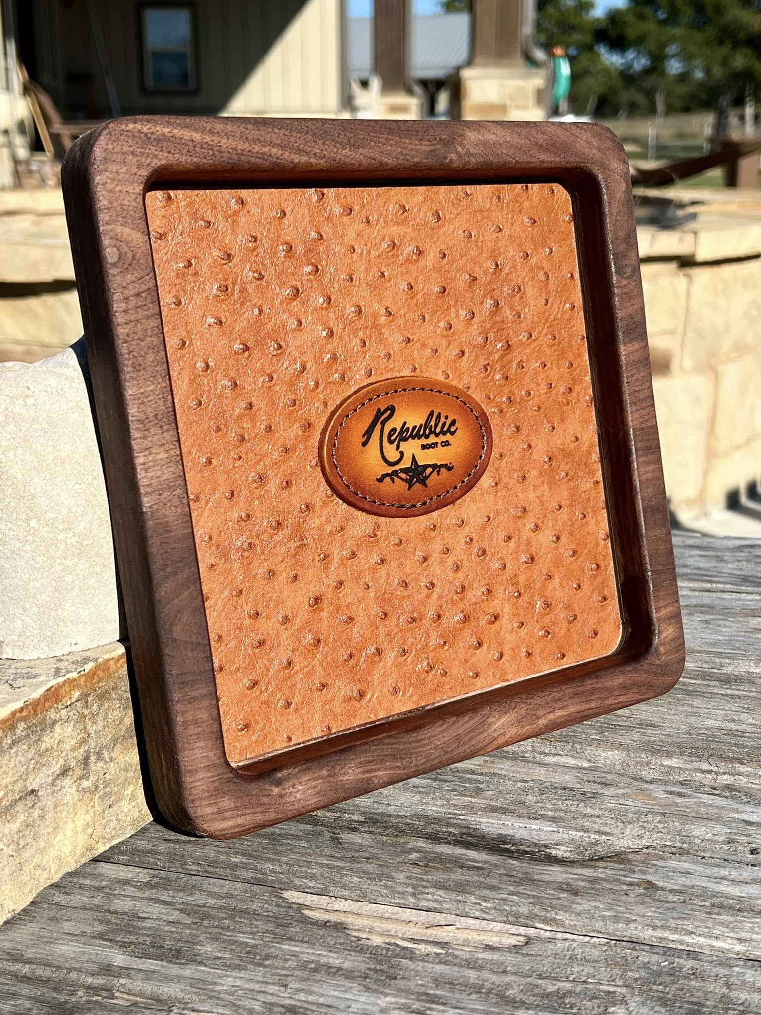 Valet Tray - Black Walnut & Leather - PateRanchCreations