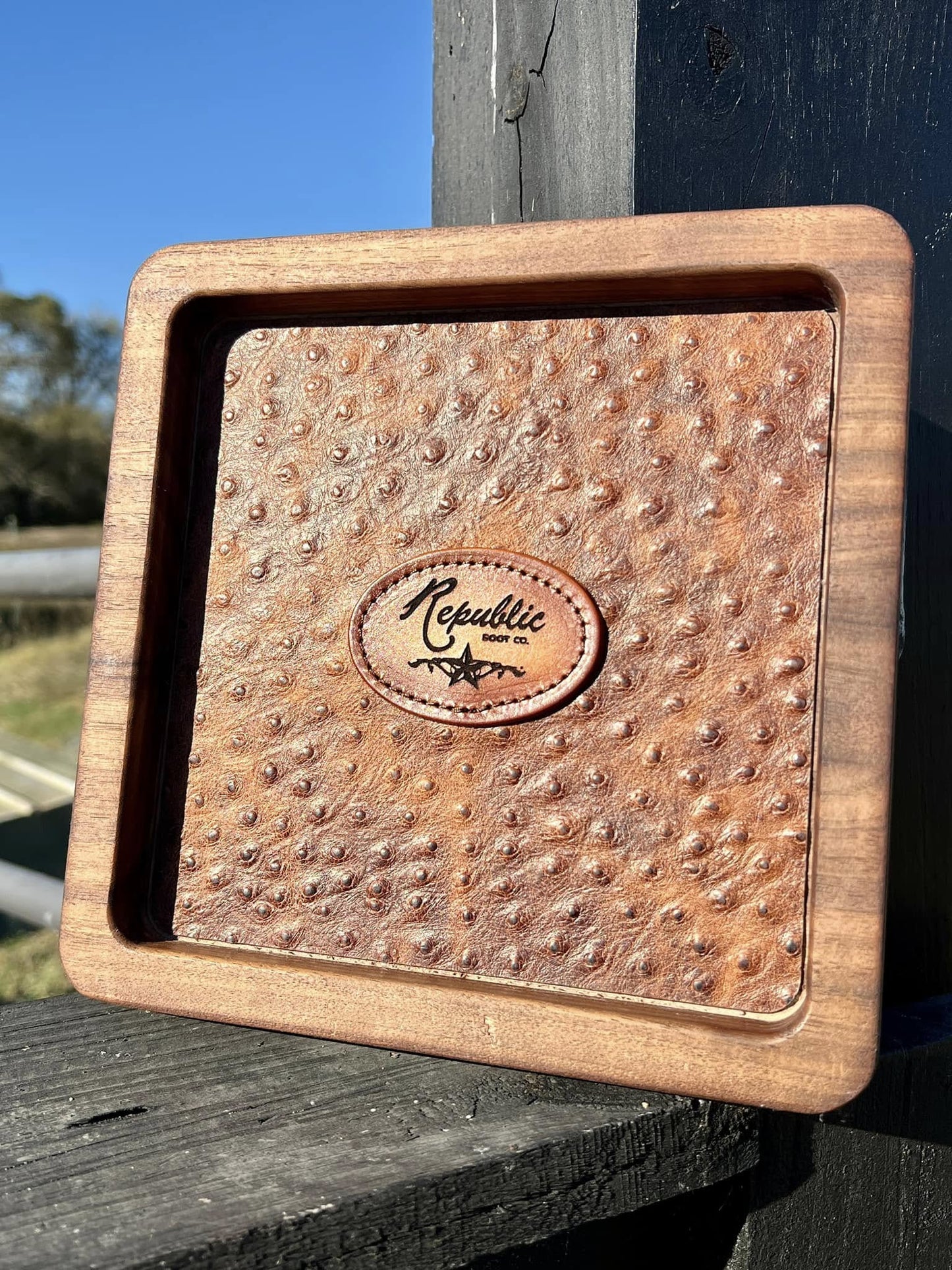 Valet Tray - Black Walnut & Leather - PateRanchCreations