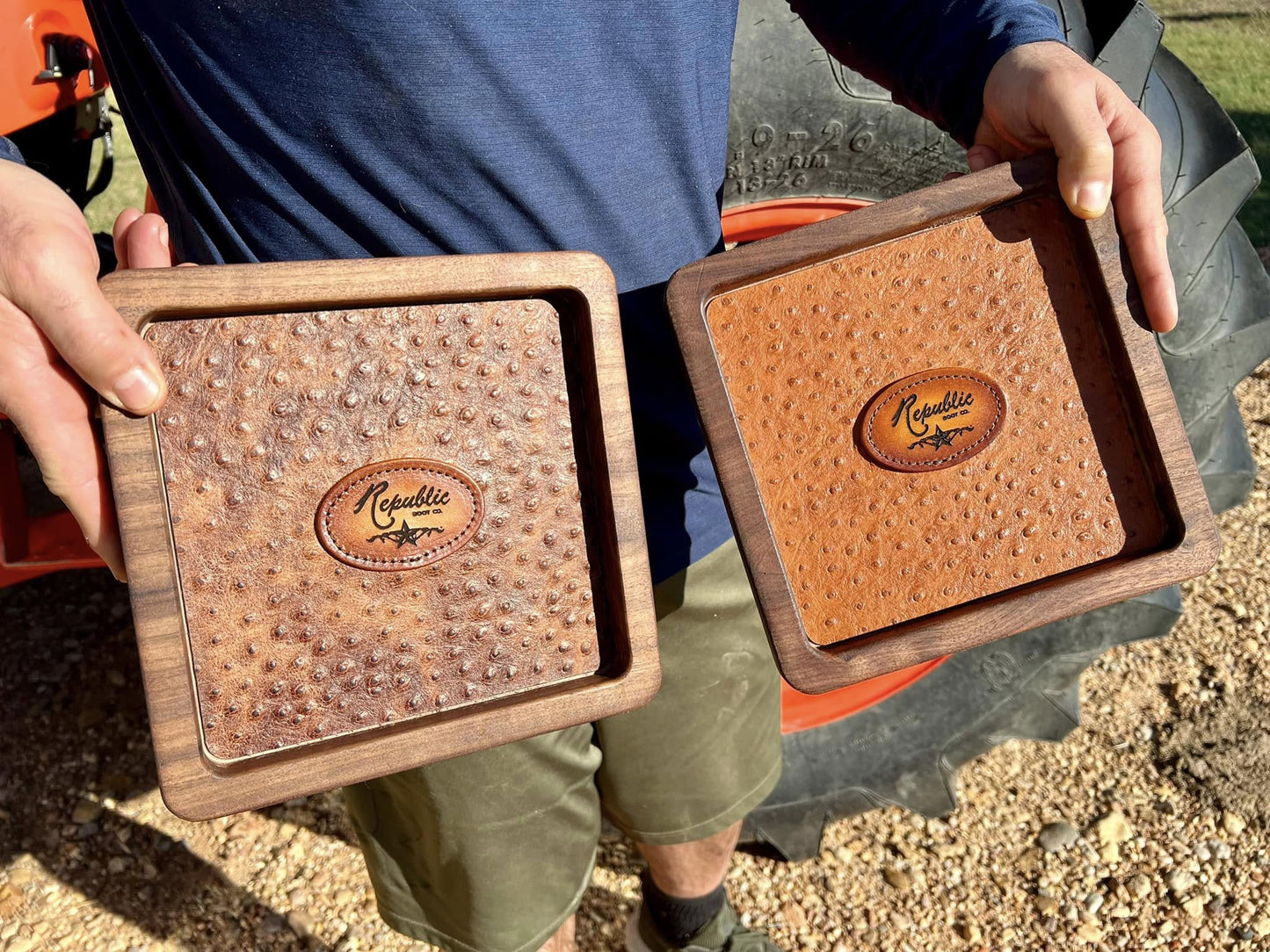 Valet Tray - Black Walnut & Leather - PateRanchCreations
