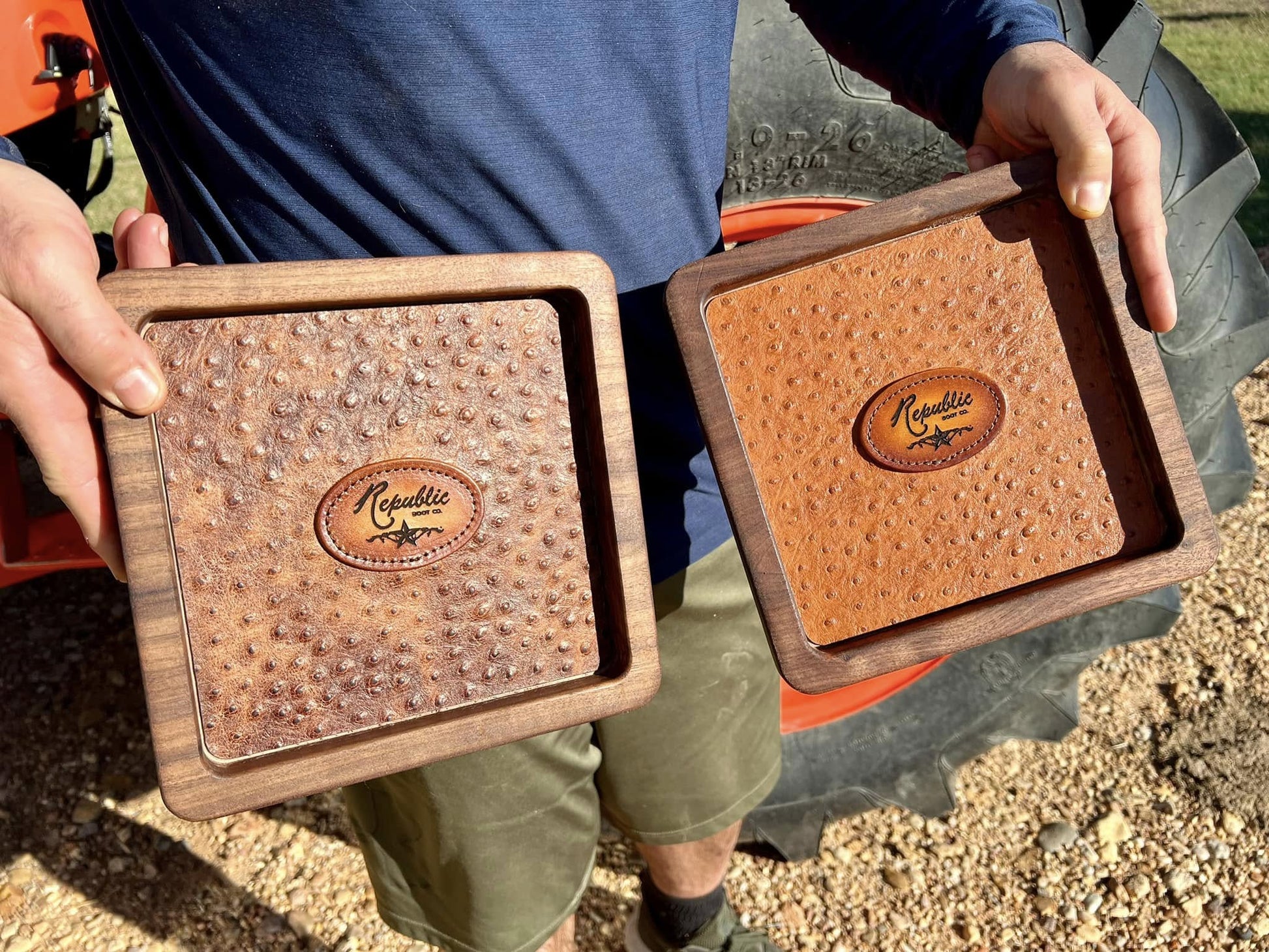 Valet Tray - Black Walnut & Leather - PateRanchCreations