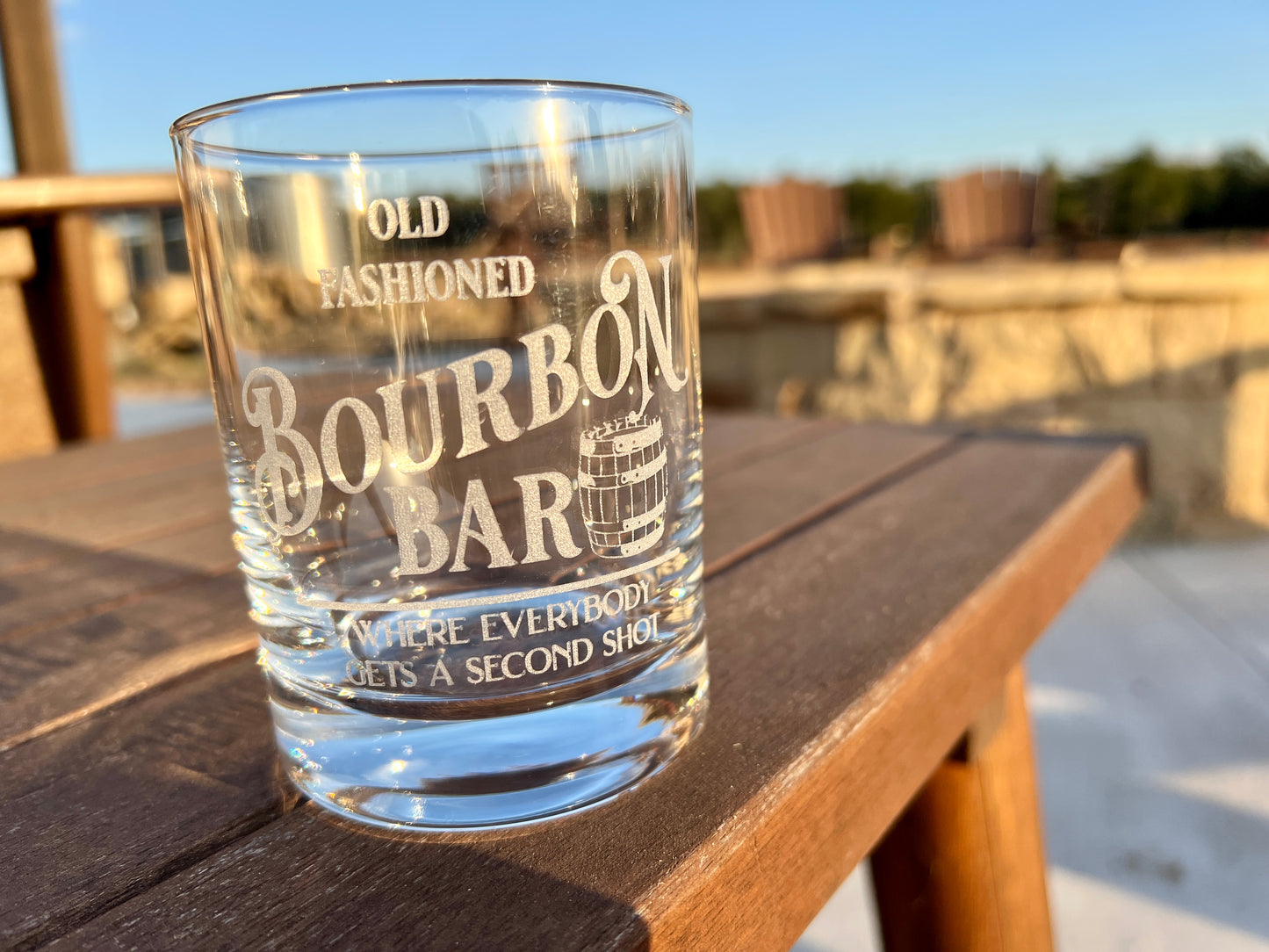 Engraved Rocks Glass - Bourbon Bar