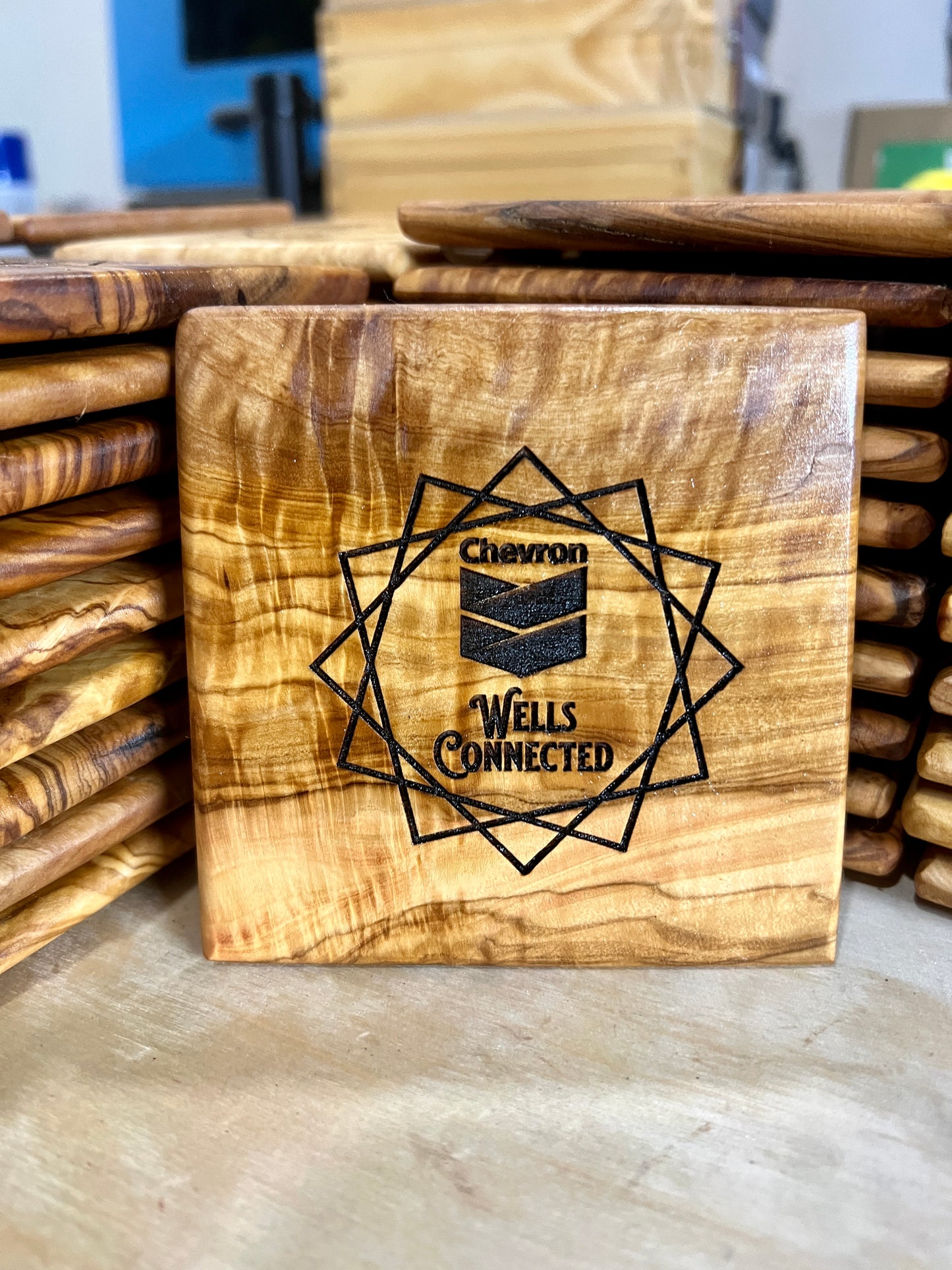 Custom Engraved Olive Wood Coasters (set of 4)